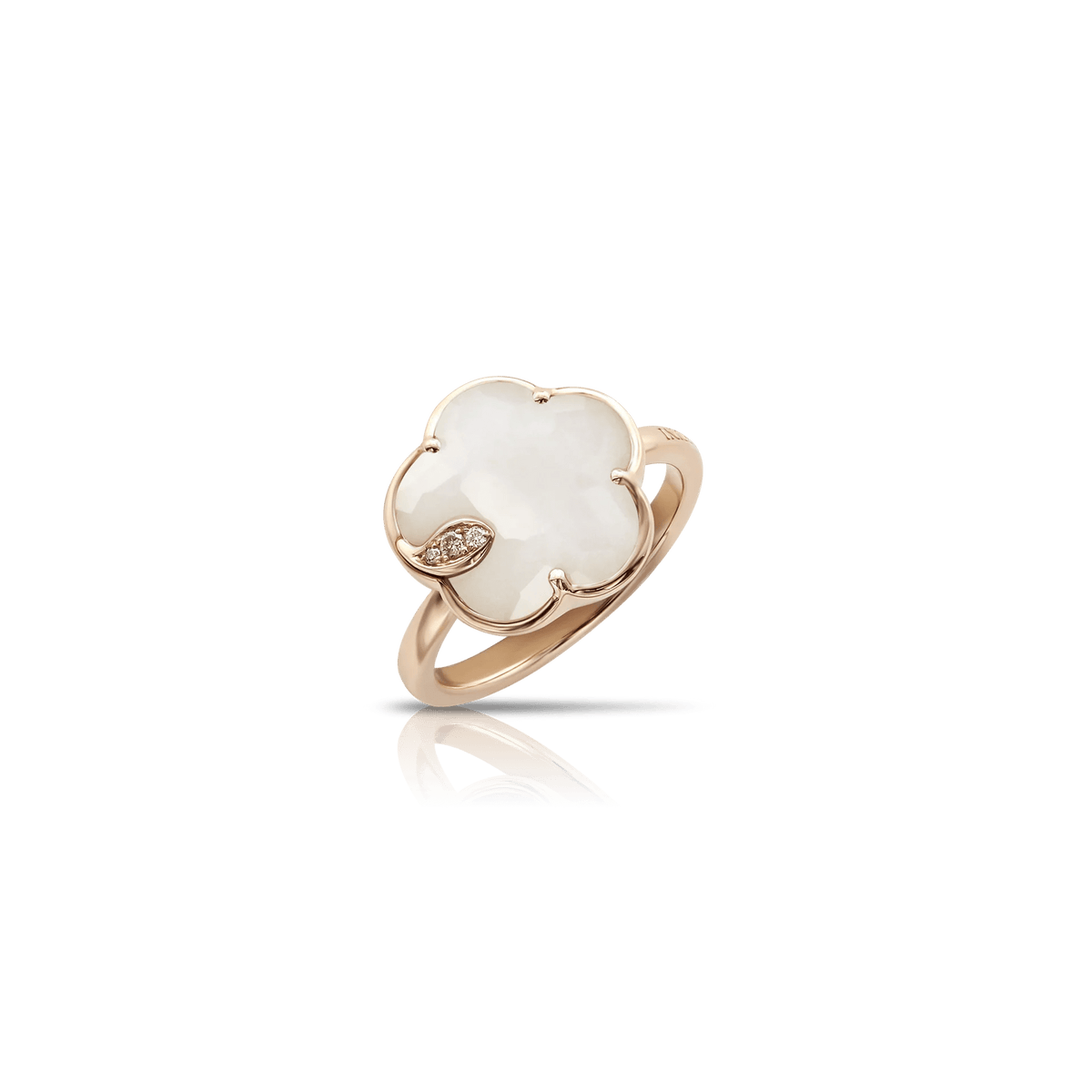 Pasquale Bruni Petit Joli Ring in 18k Rose Gold with White Agate, White & Champagne Diamonds - Aurum Jewels