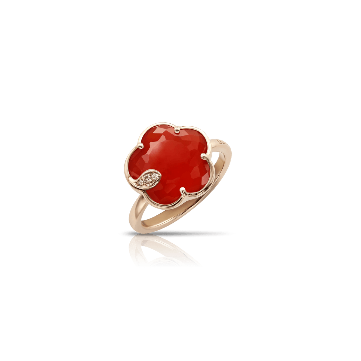 Pasquale Bruni Ton Joli Ring in 18k Rose Gold with Carnelian, White & Champagne Diamonds - Aurum Jewels