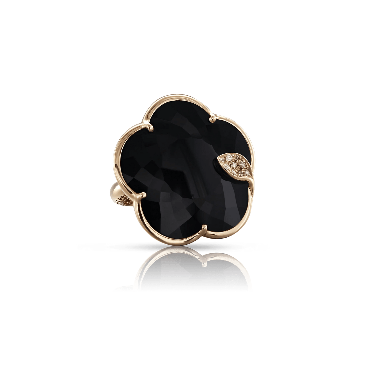 Pasquale Bruni Ton Joli Ring in 18k Rose Gold with Onyx, White & Champagne Diamonds - Aurum Jewels