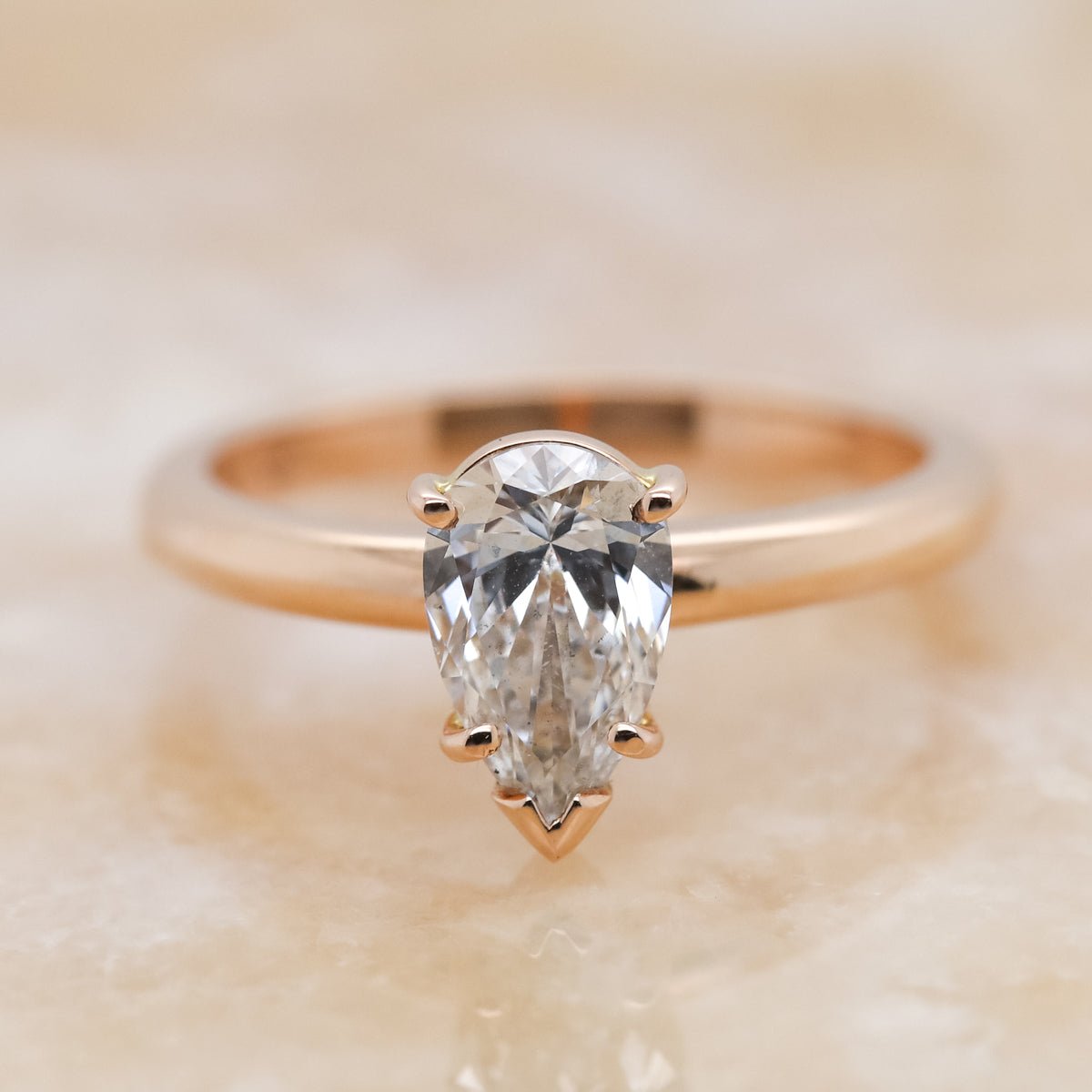 Pear Shaped Diamond Solitaire Engagement Ring - Aurum Jewels