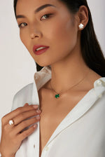 Petit Joli Necklace in 18k Rose Gold with Green Agate and Diamonds - Aurum Jewels
