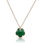 Petit Joli Necklace in 18k Rose Gold with Green Agate and Diamonds - Aurum Jewels