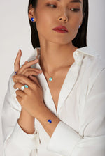 Petit Joli Necklace in 18k Rose Gold with Sea Moon gem and Diamonds. - Aurum Jewels