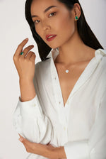 Petit Joli Ring in 18k Rose Gold with Green Agate and Diamonds. - Aurum Jewels