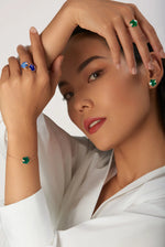 Petit Joli Ring in 18k Rose Gold with Green Agate and Diamonds. - Aurum Jewels