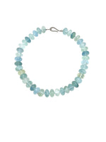Polished Aquamarine Gemstone Rondel Bead Necklace - Aurum Jewels