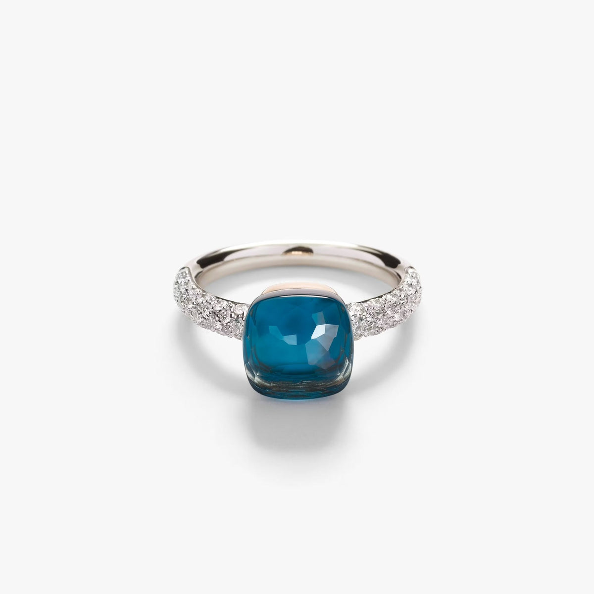 Pomellato Nudo Classic Ring London Blue Topaz & Diamonds - Aurum Jewels