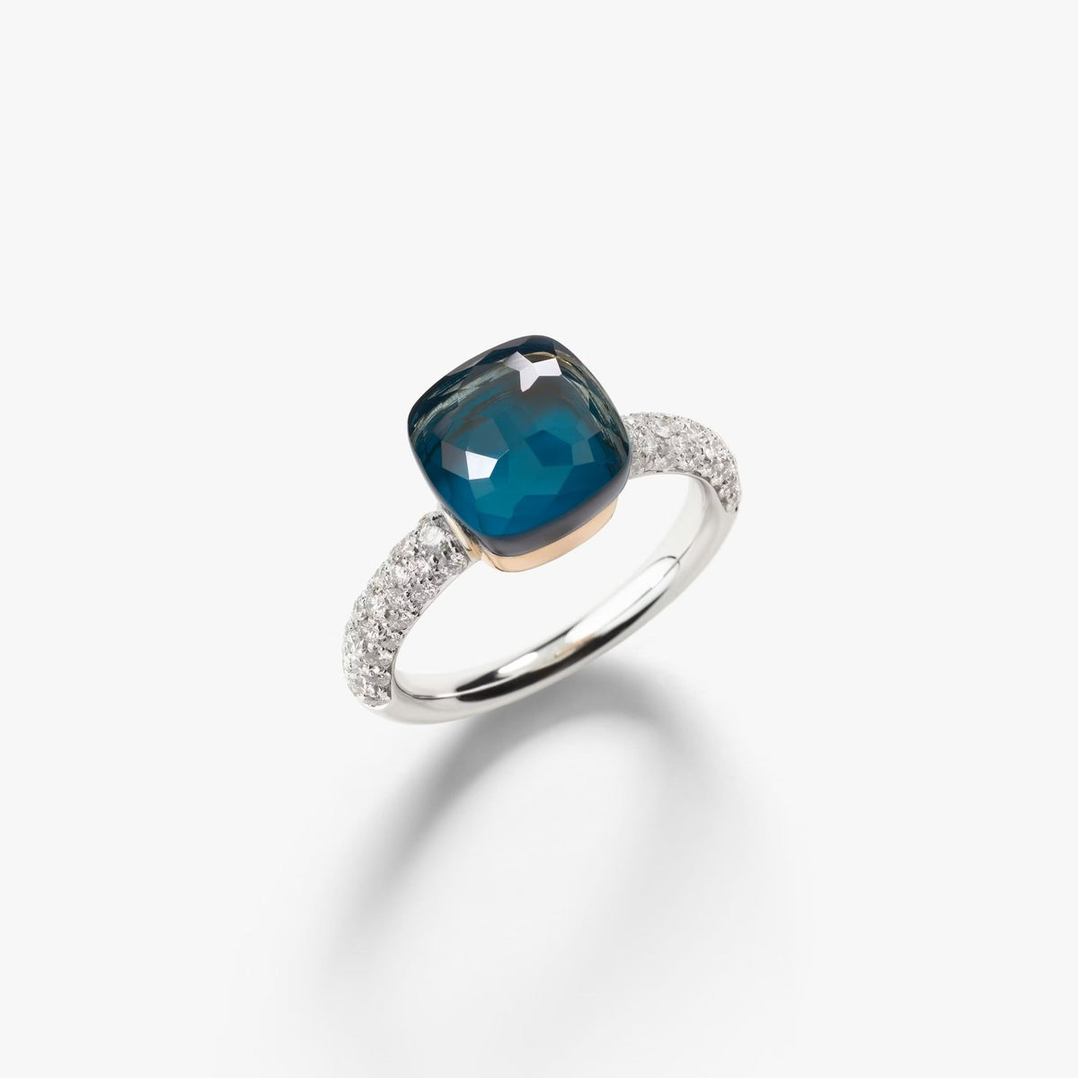 Pomellato Nudo Classic Ring London Blue Topaz & Diamonds - Aurum Jewels