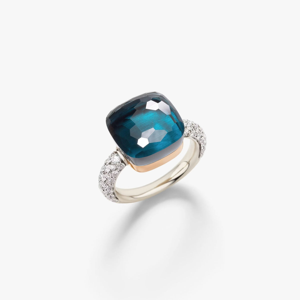 Pomellato Nudo Maxi Ring London Blue Topaz & Diamond - Aurum Jewels