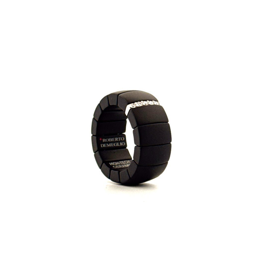 Roberto Demeglio Scacco Black Ceramic & Diamond Ring - Aurum Jewels