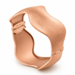 Rose Gold Wide Scalloped Bangle with Satin Finish - Aurum Jewels