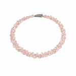 Rose Quartz Gemstone Briolette Shaped Beads Necklace - Aurum Jewels