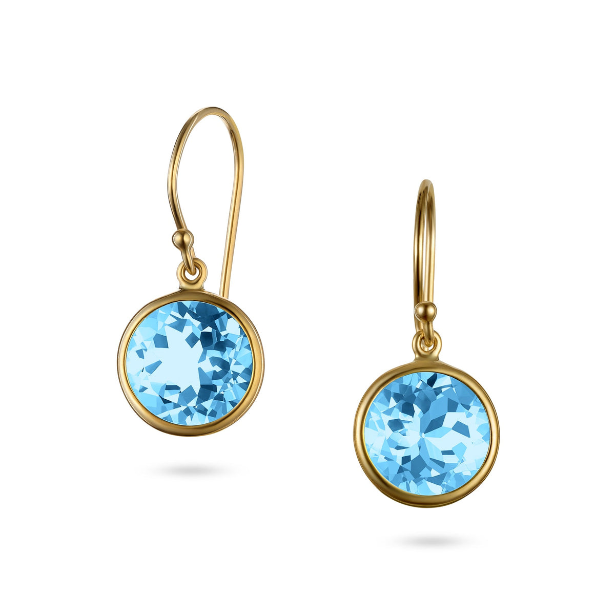 Sky Blue Topaz & Gold Drop Earrings - Aurum Jewels