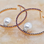 South Sea Pearl & Pink Sapphire Hoop Earrings - Aurum Jewels