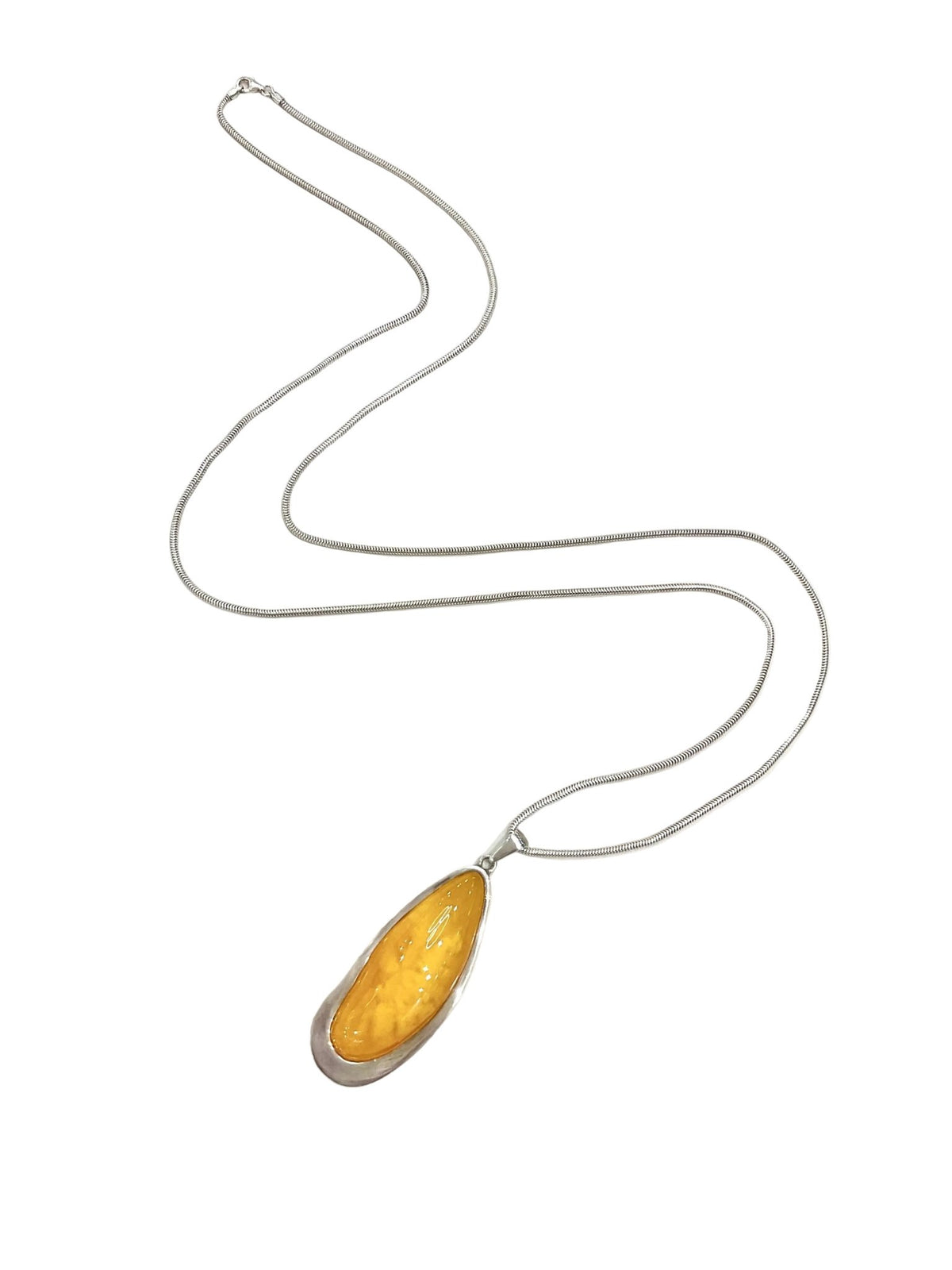Sterling Silver Butterscotch Amber Pendant - Aurum Jewels