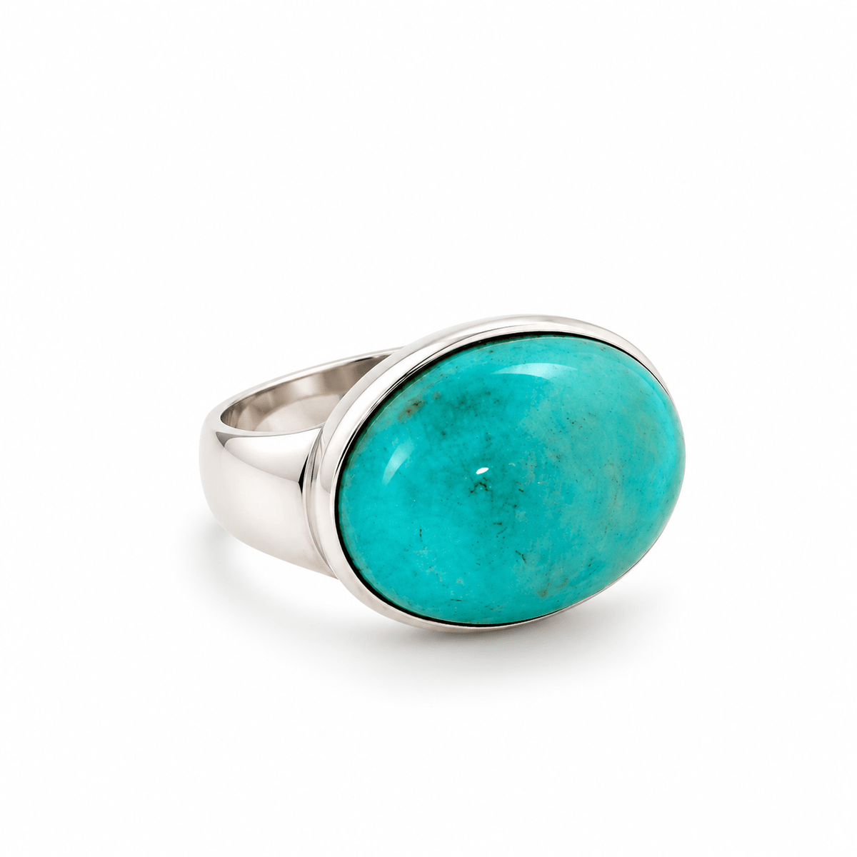 Sterling Silver & Oval Cabochon Amazonite Dress Ring - Aurum Jewels