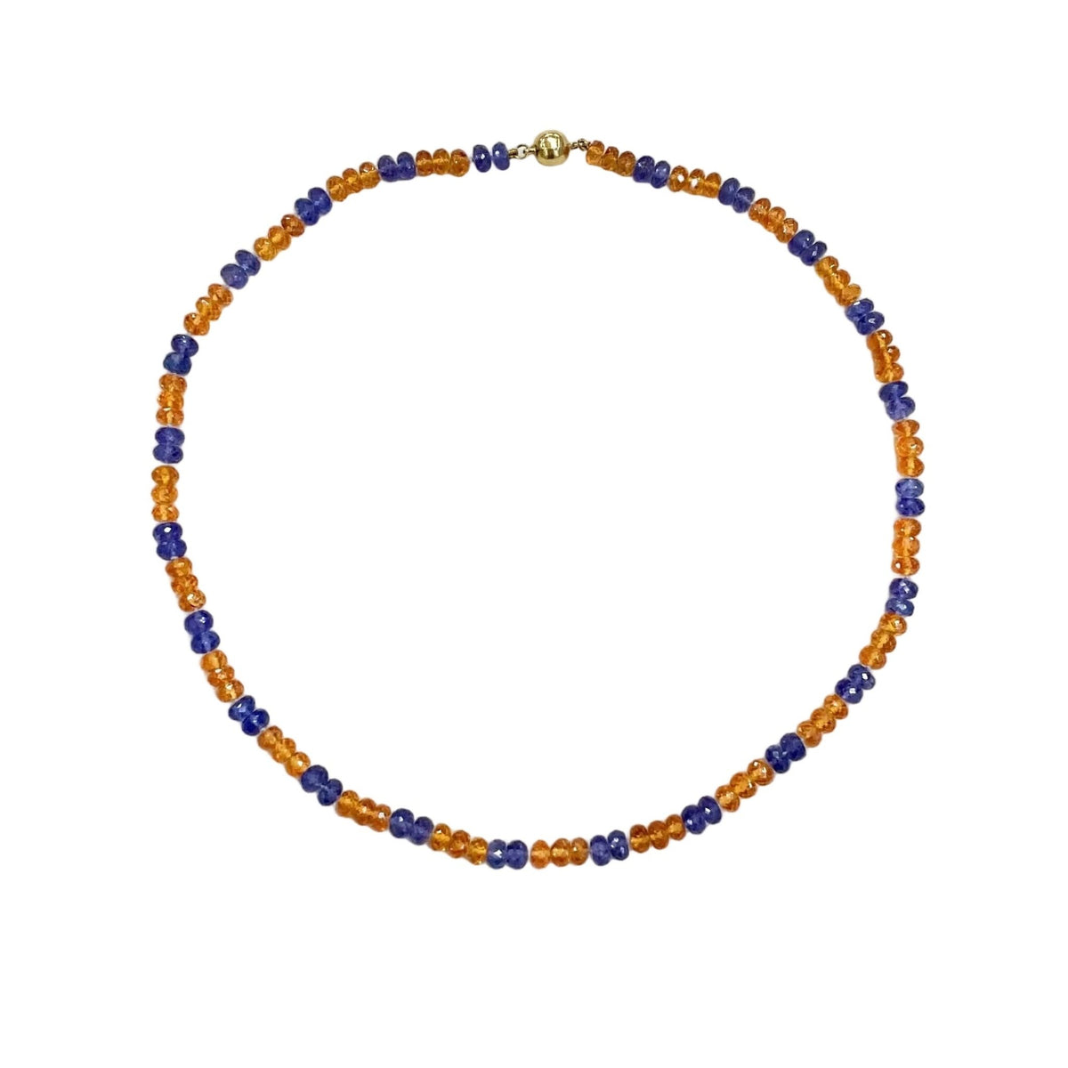 Tanzanite & Mandarin Garnet Gemstone Bead Necklace - Aurum Jewels
