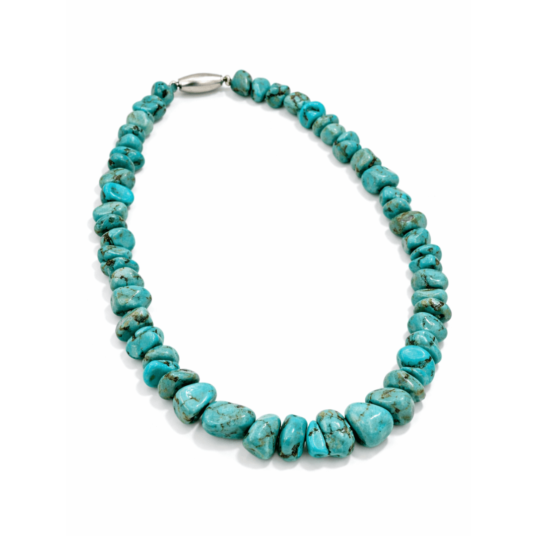 Turquoise Gemstone Bead Necklace 41cm - Aurum Jewels