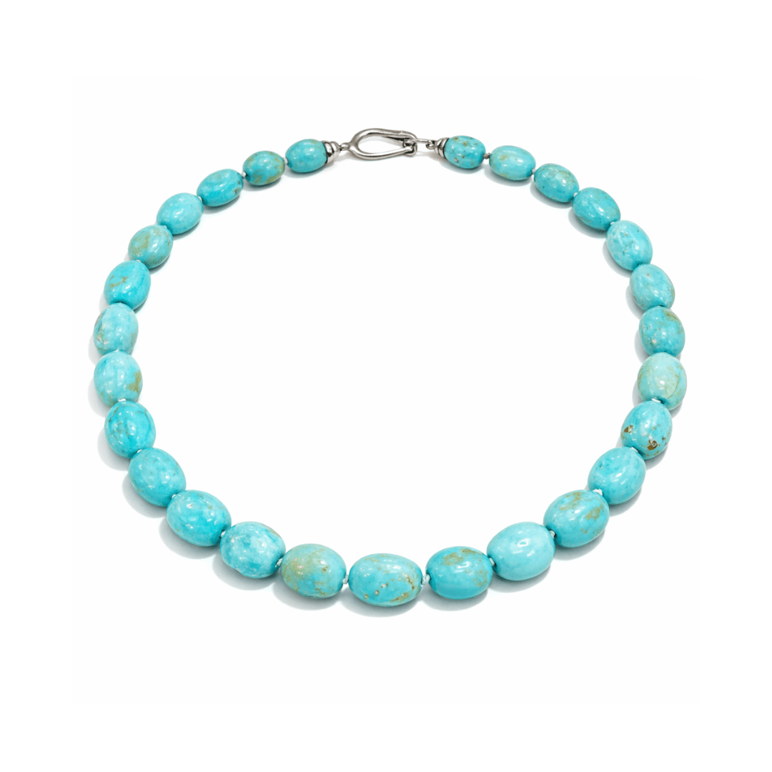 Turquoise Gemstone Bead Necklace 45cm 10.2mm - 12.9mm - Aurum Jewels