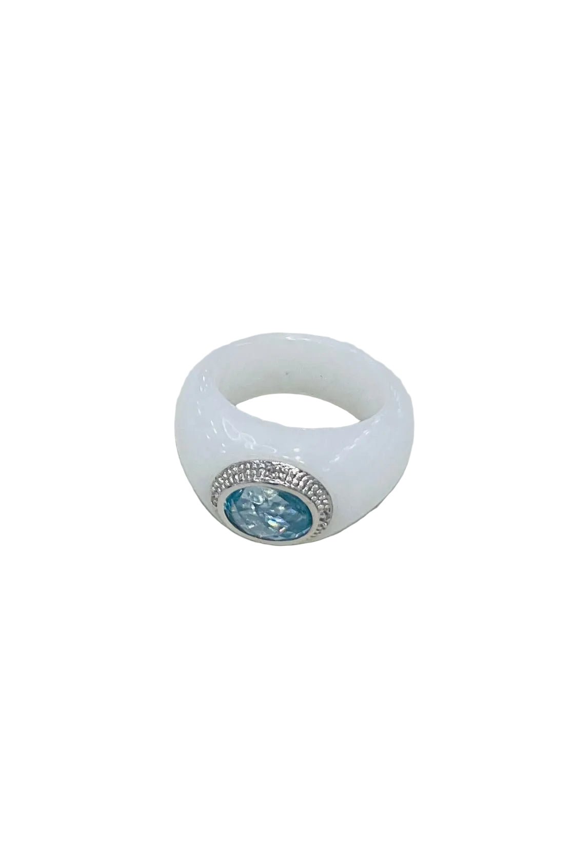 White Jade Diamond & Sky Blue Topaz Ring - Aurum Jewels