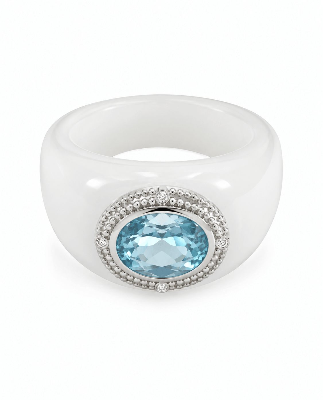 White Jade Diamond & Sky Blue Topaz Ring - Aurum Jewels