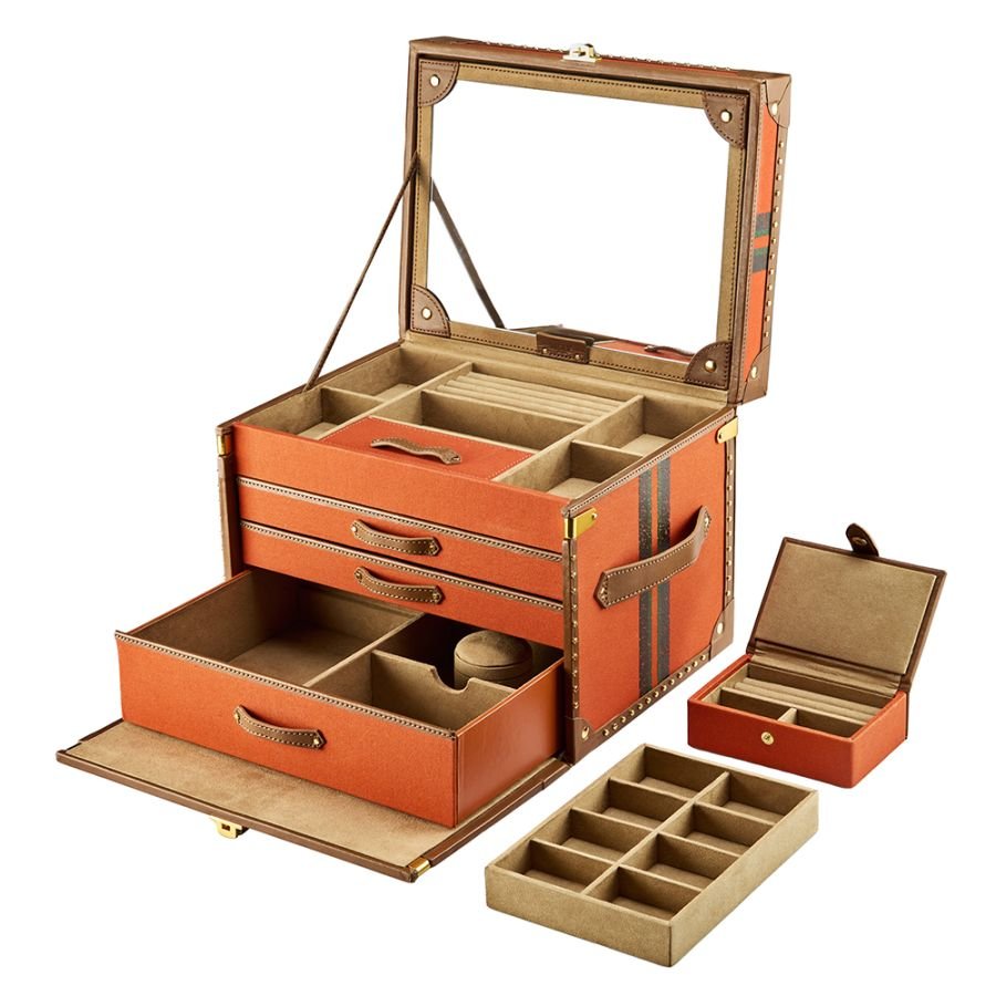 WOLF Ida Trunk Jewellery Box Orange - Aurum Jewels