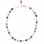 Yellow Gold & Multi Coloured Gemstone Necklace - Aurum Jewels