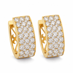 Yellow Gold & Pave Diamond Hoop Earrings - Aurum Jewels