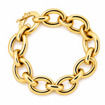 Yellow Gold Statement Oval Link Bracelet - Aurum Jewels