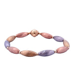 18ct 3 Tone Brushed Elongated Oval Link Bracelet - Aurum Jewels