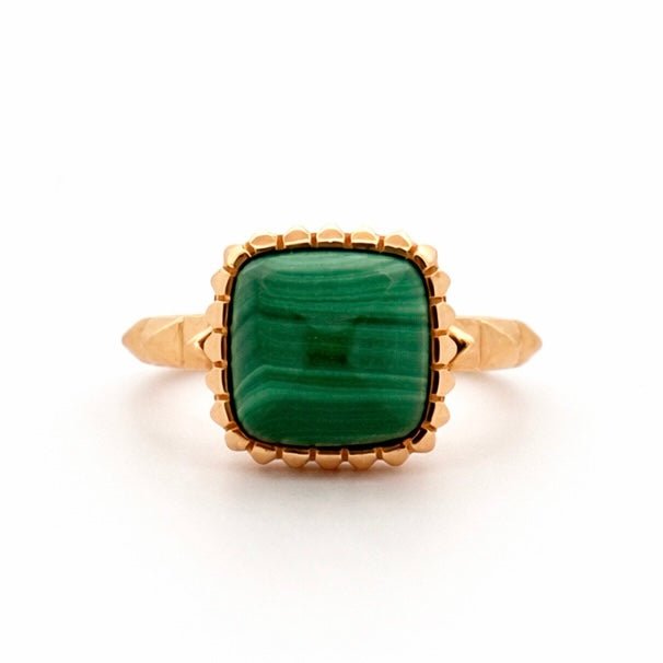 18ct Rose Gold Malachite & Diamond Ring - Aurum Jewels