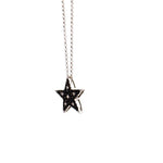 18ct White Gold & Black Rhodium Black & White Diamond Star Pendant - Aurum Jewels
