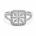 18ct White Gold Diamond Filagree Ring - Aurum Jewels