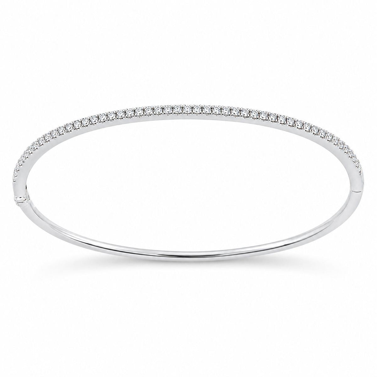 18ct White Gold Diamond Fine Bangle - Aurum Jewels