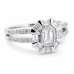 18ct White Gold Diamond Geometric Cluster Ring - Aurum Jewels
