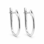 18ct White Gold Large Plain Oval Huggies Earrings - Aurum Jewels