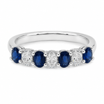 18ct White Gold Oval Sapphire & Diamond Eternity Ring - Aurum Jewels