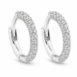 18ct White Gold Pave Diamond Huggies Earrings - Aurum Jewels