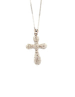 18ct White Gold Pave Set Diamond Cross Pendant - Aurum Jewels