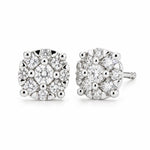 18ct White Gold Petit Diamond Cluster Stud Earrings - Aurum Jewels