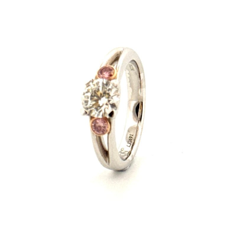 18ct White Gold Pink & White Diamond Trilogy Ring - Aurum Jewels