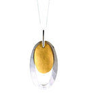 18ct White & Yellow Gold Brush Finished Ovals Pendant - Aurum Jewels