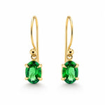 18ct Yellow Gold 4 Claw Set 7x5mm Oval Cut Tsavorite Garnet Shepherd Hook Earrings - Aurum Jewels