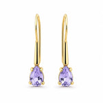 18ct Yellow Gold 7x5mm Pear Cut Tanzanite Shepherds Hook Earrings - Aurum Jewels