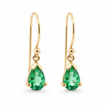 18ct Yellow Gold 8x5mm Pear Cut Tsavorite Garnet Shepherd Hook Drop Earrings - Aurum Jewels