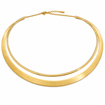 18ct Yellow Gold Brushed & Polished Omega Collier Necklace - Aurum Jewels