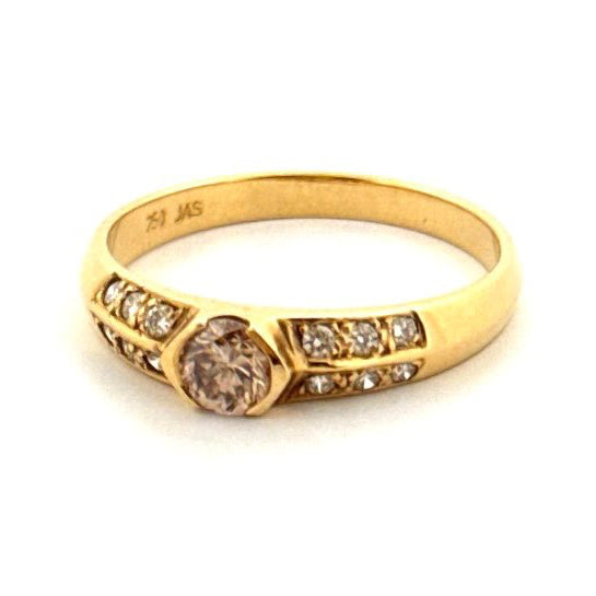 18ct Yellow Gold Champagne Diamond Ring - Aurum Jewels