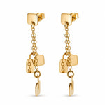 18ct Yellow Gold Double Disc Double Drop Stud Earrings - Aurum Jewels