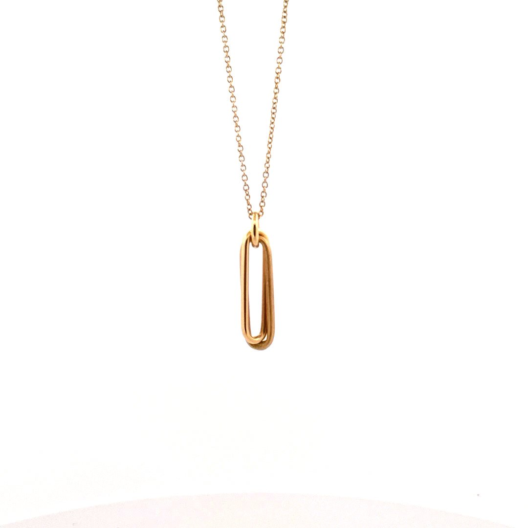 18ct Yellow Gold Double Oblong Interlink Pendant - Aurum Jewels