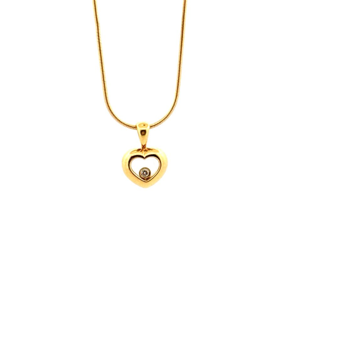 18ct Yellow Gold Floating Diamond Heart Pendant - Aurum Jewels
